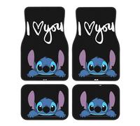 TEMU Cojines de piso de coche de anime Stitch de Disney, juego de 4 piezas de cojines de coche adecuados para automóviles, camiones y SUV