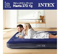 TEMU Colchón hinchable para 2 , Colchón Inflable 152x203x25cm 272kg, Azul - INTEX
