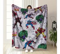 TEMU Colección Autorizada de Héroes Marvel: Una Sola Pieza con -Man, Iron Man, Hulk, Groot, Deadpool y Más. Esta de Lana con Estampado de Dibujos Animados es y , para Todas . Es de Gran Tamaño