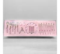 TEMU Colección de 23 brochas de maquillaje con cristales y pedrería, esponja, , rizador de pestañas y estuche - un regalo ideal para mujeres en Navidad o San Valentín