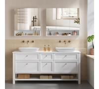 TEMU Colección KAILYN - Tocador con Espejo para Baño, Espejo de Pared para Baño, Compartimento Abierto, Estantes Ajustables, 16.5 X 90 X 75 Cm