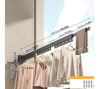 TEMU Colgador Plegable de Montaje en Pared que Ahorra - Extensible y Rotativo 540°, Accesorio de Lavandería de Metal para y Alféizares de Ventana, Rejillas de Secado
