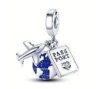 TEMU colgante con un avión y un , de platinado de plata S925, un diseño moderno y , ideal para crear tus propias joyas, como pulseras y brazaletes .