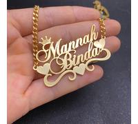 TEMU Colgante de Acero Inoxidable Personalizado con 1-2 , Collar de Capa con , Cadena Pulida de 4mm, Joyería de Moda a la Vanguardia, Regalo Único, Ideal para Uso Diario