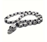TEMU Colgante de calavera de resina FX802 - Estilo punk rock no convencional, color blanco, sin imán, 75 cm/29,5 pulgadas, tamaño 16 mm*12 mm, Φ 10 mm, tamaño 45 mm*25 mm
