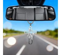 TEMU Colgante de Cruz de Acero Inoxidable para Decoración de Coche - Diseño Minimalista, de Oración Religiosa para Creyentes, para Adornar el Interior de un Vehículo
