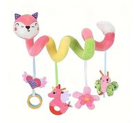TEMU Colgante para cuna de zorro rosa y azul, multifuncional: con felpa, flores, mordedor animal y anillo de agarre