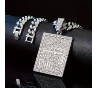 TEMU Collar colgante LIVE YOURS - Cadena cubana de Miami de 20 pulgadas con brillantes de imitación - Regalo de joyería de hip hop unisex