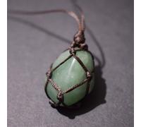 TEMU Collar con Colgante Ajustable de Verde - Piedra Natural con Cordón Marrón, Diseño Minimalista para Hombres y Mujeres, para Uso Diario o Fiestas, Accesorio de Fiesta, Estilo Simple,