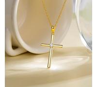 TEMU Collar con colgante de cruz de moissanita de plata 925 elegante LOVESSOM, cadena chapada en oro de 18 de 0,3 , para Mardi Gras, fiestas, - Ajuste universal para todas , con de regalo