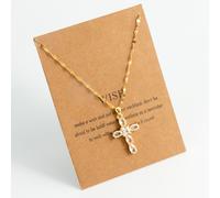 TEMU Collar con Colgante de Cruz de Oración Incrustado de Piedras y Chapado en Oro 18K, Joyería Unisex para Hombres y Mujeres