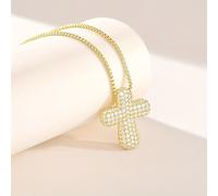 TEMU Collar con Colgante de Cruz y - Joyería Elegante para Mujeres en Acero Inoxidable Dorado, Accesorio Estacional para Atuendos Casuales o Regalos, Cadena Oro