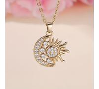 TEMU Collar con colgante de estrella y luna de , un collar de moda para mujer adecuado para fiestas y uso diario, un regalo para un ser , regalo para ancianos, regalo para