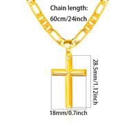 TEMU Collar con colgante para hombre de plata 925, con una cadena Figaro minimalista chapada en oro de 18K y un colgante de cruz , ideal como regalo para él, para , y de regalo.