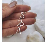 TEMU Collar con de Acero Inoxidable Personalizado - Verticales Personalizadas, Diseño Elegante y Sencillo, Regalo para Ella, Solo en Inglés