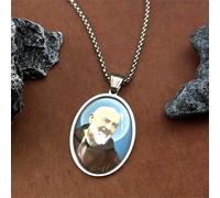 TEMU Collar con de San Pío de Pietrelcina, santo católico, para hombres y mujeres, de acero inoxidable dorado, un regalo de religioso.