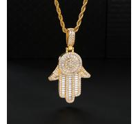 TEMU Collar de 1 pieza con colgante de manos de de circonita sintética, estilo unisex hip hop para , regalo , , pareja, aniversario de ,