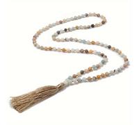 TEMU Collar de 108 Cuentas Mala, 6mm Natural Mate, a con Nudos y , Joyería de Cuentas para Oración y Meditación