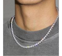 TEMU Collar de Cadena Hip Hop Tenis con Diseño Ice Out, Bling Bling - Joyería para Fiestas para Hombres y Mujeres