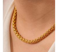 TEMU Collar de Cadena Trenzada de Acero Inoxidable Dorado para Hombres Elegantes, Estilo Hip-Hop y , Popular entre los Aristócratas del Medio