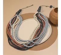 TEMU Collar de madera artesanal retro del Medio | Serie multicolor lavanda | Accesorio bohemio versátil y exquisito con cuentas, ideal para fiestas , vacaciones y festivales musicales