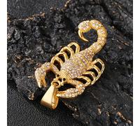 TEMU Collar de Moda Estrás Completo, Colgante Rey Escorpión en Acero Inoxidable 316L para Hombre, Accesorio Estilo Streetwear, Diseño Scorpio, Artesanía Elegante y Duradera, Tendencia , Cadena Líderes