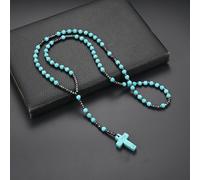 TEMU Collar de Piedra Natural con Cuentas Redondas de , Piedra de Mapa, Piedra de y Ágata , Colgante de Cruz para Hombres y Mujeres, Cadena Larga para Suéter, Regalo