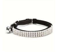 TEMU Collar de Terciopelo para Gato con Cinturón Giratorio de Diamantes de y Campana, Collar , Ajustable y Seguro