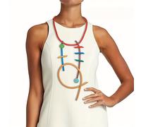 TEMU Collar Geométrico Retro Bohemio Colorido para Mujeres - Joyería Minimalista con en Naranja, , Verde, Azul y Marrón Vibrantes, Versátil para Atuendos Casuales y Formales