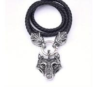 TEMU Collar para hombre de inspiración vikinga con diseño de cabeza de lobo celta vintage, con, para estilo hip hop, un gran regalo para hombres, o mujeres
