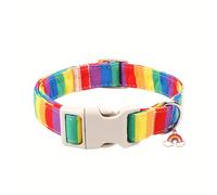 TEMU Collar para Perro con Rayas y Hebilla de Rápida - Ajustable, y Duradero de Poliéster para Mascotas Pequeñas a Grandes, Colgante de Encanto , Ideal para Niños y Niñas