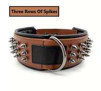 TEMU Collar para perro resistente con púas y anilla de seguridad de D, de cuero de vaca de capa para mayor durabilidad y comodidad, adecuado para perros medianos y grandes