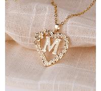 TEMU Collar Retro Estilo Corte con Flor del Amor, Collar Alfabeto 26 A-Z, Joyería para Citas y , Accesorio