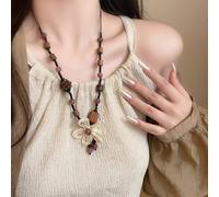 TEMU Collar tejido a con flores chinas, estilo bohemio, con cuentas, ideal como regalo festivo para fiestas, , San Valentín, y se puede usar todo el año como un accesorio colgante de moda