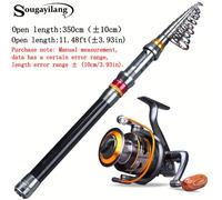 TEMU Combo de Caña de Pescar Telescópica Portátil Sougayilang & Carrete Giratorio 11BB