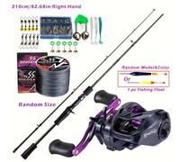 TEMU Combo de Sougayilang, 2 Secciones de Fibra de Carbono y Vidrio con de Freno de 8+1BB 8kg-17.8lbs Línea de Pesca, Señuelos, Flotadores y Accesorios - Color y Estilo Aleatorio