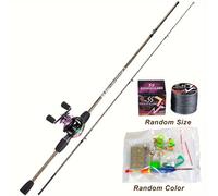 TEMU Combo de Sougayilang, Caña de Lanzamiento de 2 Piezas de 180cm/6ft y Carrete Baitcaster Colorido con Hilo de Pesca, Señuelos, Juego de Pesca para Principiantes