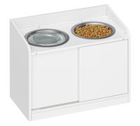 TEMU Comedero Elevado para Perros con Almacenamiento y Puerta Deslizante, 2 Comederos de Acero Inoxidable de 2000 ml, 46 cm de , Estación de Alimentación para Perros Medianos a Grandes, Mate