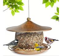 TEMU Comedero para pájaros de exterior, construcción de metal, comederos para aves para colgar en el jardín o , diseño de linterna redonda, sin batería