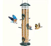 TEMU Comederos Para Pájaros De Metal Para Colgar Al , Tubo Extra Con Gancho De Acero Y 6 Puertos, 15 Pulgadas, Resistente A Mordeduras, Al Y