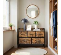 TEMU Cómoda para Dormitorio, 5 Cajones de Tela con , Organizadora de Almacenamiento, para Sala, Pasillo, Estructura de Acero