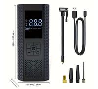 TEMU Compresor de aire portátil de 150 PSI con manómetro y pantalla LED - Inflador de neumáticos inalámbrico inteligente de un 3 veces más rápido, USB, batería recargable