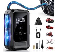 TEMU Compresor de aire portátil mini, inflador rápido 3x, potencia con manómetro digital y luz LED, USB/batería, ideal para coches, camionetas, todoterrenas, motos, bicicletas, pelotas, etc