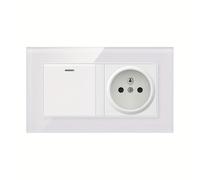 TEMU con Enchufe, 16A 250V Material PC/Vidrio Templado de Palanca Simple/ Instalación Horizontal Práctico y Rápido Adecuado para Dormitorio, , Oficina, etc