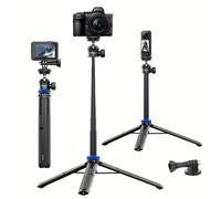 TEMU con palo de selfie para cámara Gopro, extensible de 62" con cabezal de 360° y tornillo de 1/4", de cámara y portátil para GoPro Max Hero 11 10 6 5 DJI Action Camera