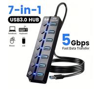 TEMU Concentrador USB multifunción divisor, adaptador de extensión, compatible con MacBook, portátiles, Surface Pro, PS4, memorias USB, discos duros externos y bases acoplables para portátiles