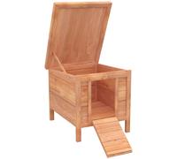 TEMU Conejera de Madera Exterior Jaula Caseta para Roedores Mascotas Pequeñas con Techo Asfaltico Abatible y Rampa Antideslizante 42x51x43 cm Natural