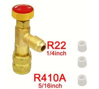 TEMU Conjunto, adaptador de aire acondicionado de carga de refrigeración para R410A R22 1/4" válvula de seguridad líquida manguera R22 adaptador de cobre piezas de herramientas manuales