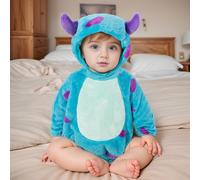 TEMU ¡Conjunto Adorable de Otoño-Invierno para Bebés! Body de Peluche con y Pantalones Triangulares + Gorro, Diseño de Dibujos Animados, y , ¡ para Exteriores!