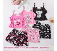 TEMU Conjunto aleatorio de camisola y pantalones cortos de pijama para jóvenes - /Donut/Coala | Patrones aleatorios | Transpirables y ligeros, pieza es única, para adolescentes